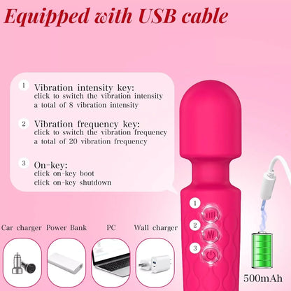 Powerful Handheld Massager Av Vibrator 20 Speed Wand Vibrating Massage Magic Full Body Therapy Motor Dildo Masturbator Sex Toy